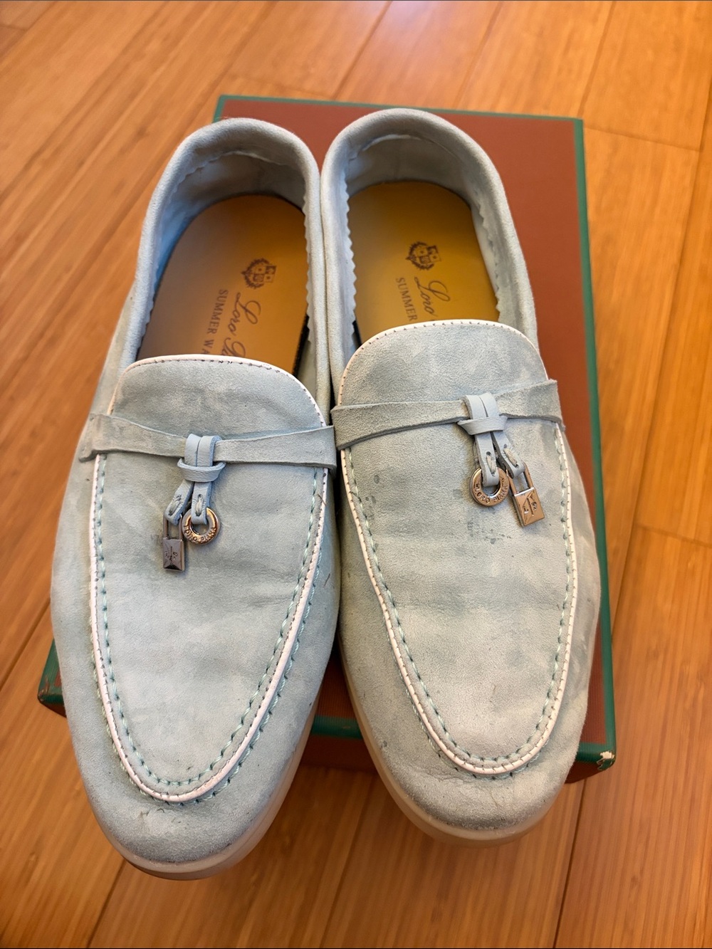 Light Blue Suede Loafers -